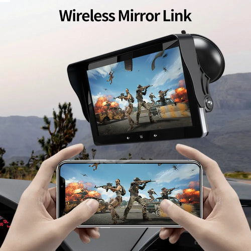 7 inch wireless CarPlay display with suction cup mount and astern video function for cars