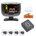 Black wireless reversing sensor kit for cars with digital display unit and four round probes