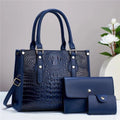 Three-piece PU bag set in chosen colour showing bucket crossbody bag, matching wallet, and card holder.