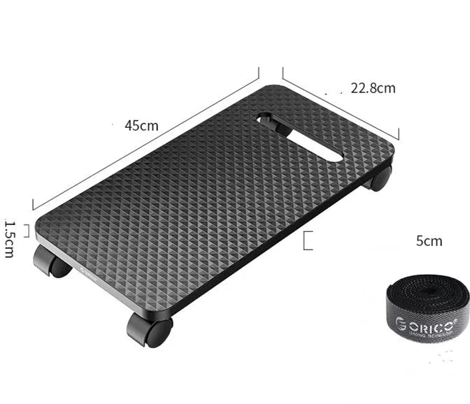 Black ORICO CPU floor stand with wheels, anti-skid vertical stand for PC tower, large size