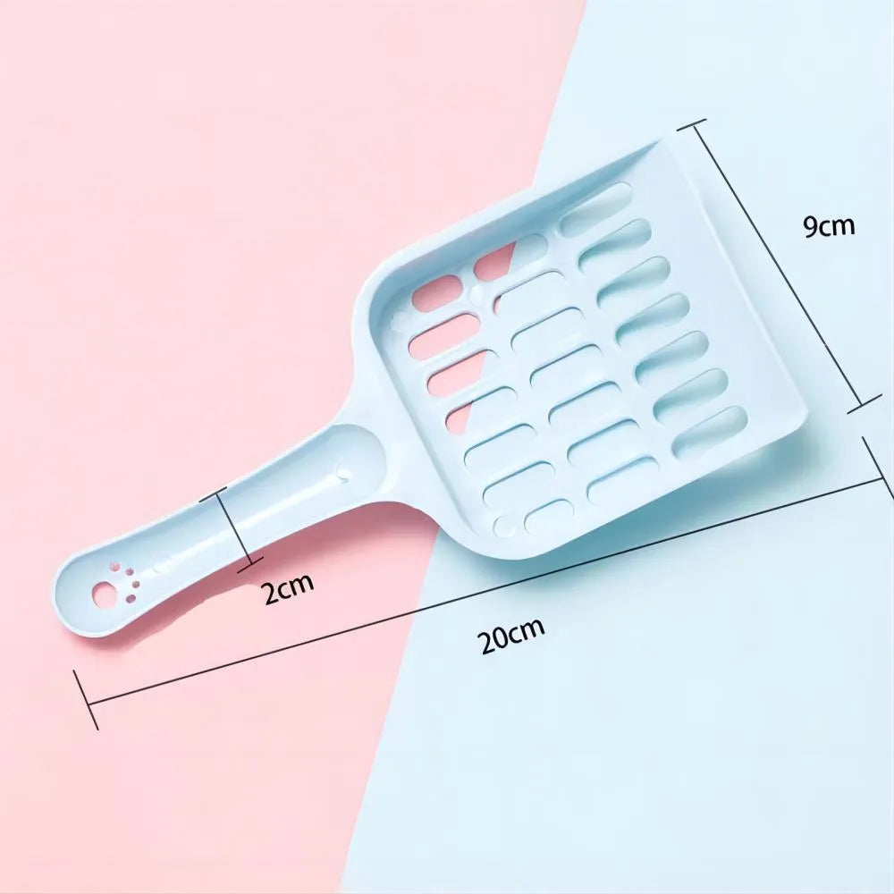 Blue plastic cat litter scoop measuring 20cm length for pet toilet cleaning