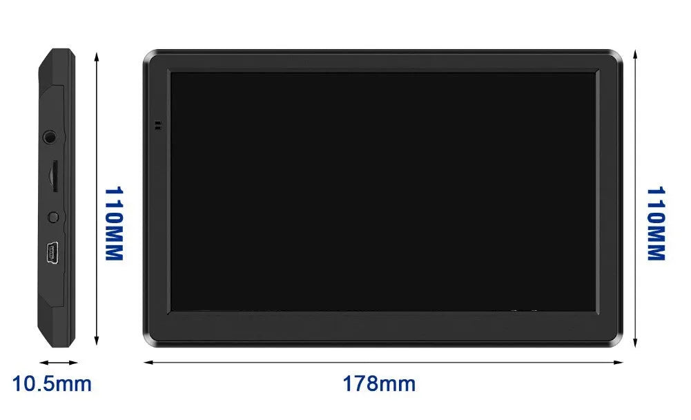 7 inch car GPS navigation device with touchscreen display and vehicle mounting bracket
