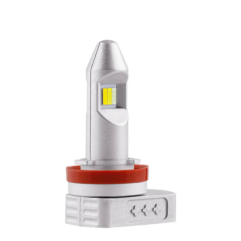 LED car fog light retrofit kit with aluminium housing showing bulb connector formats