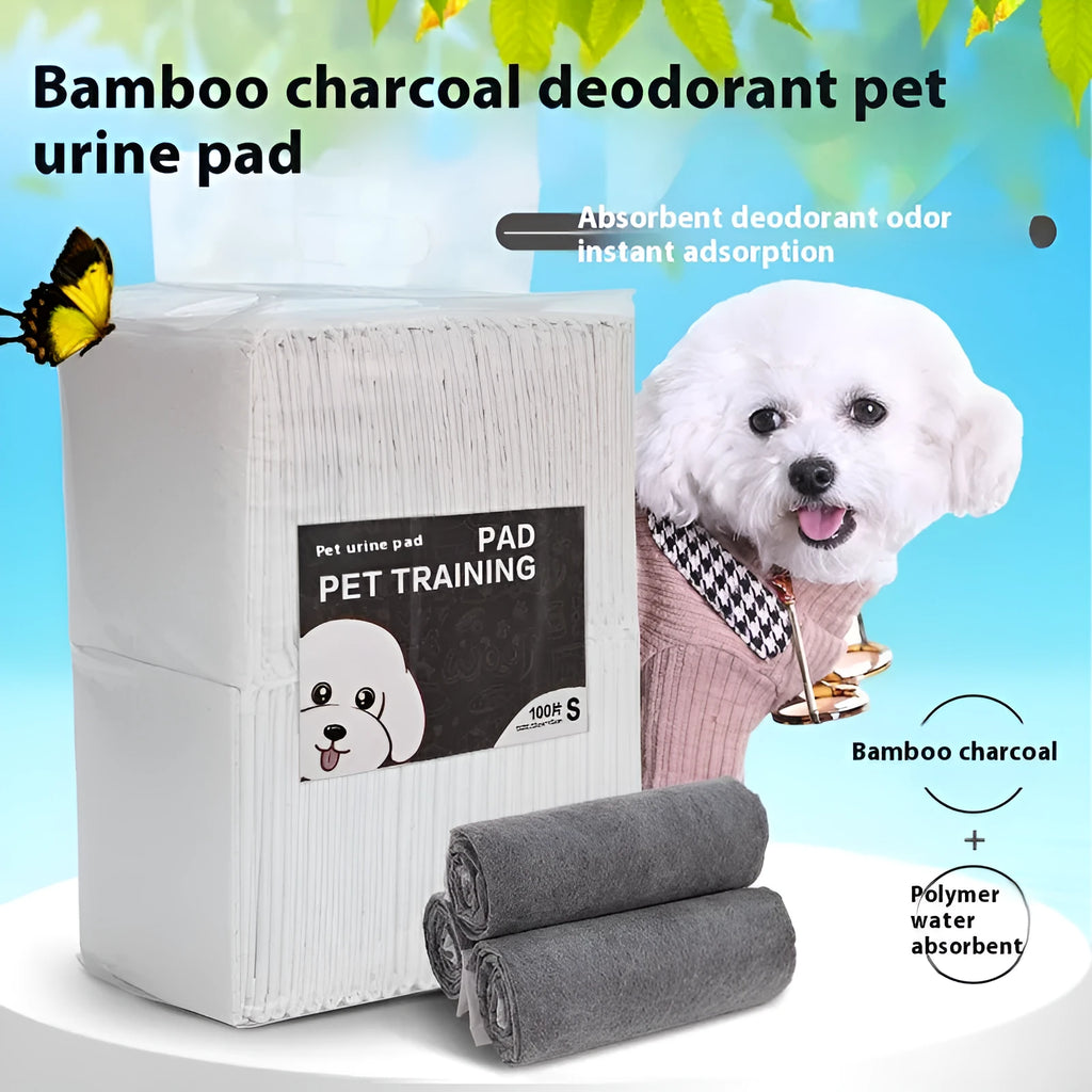 Bamboo charcoal pet urinal pad S size 33x45cm thick deodorant dog cat training pad with waterproof backing