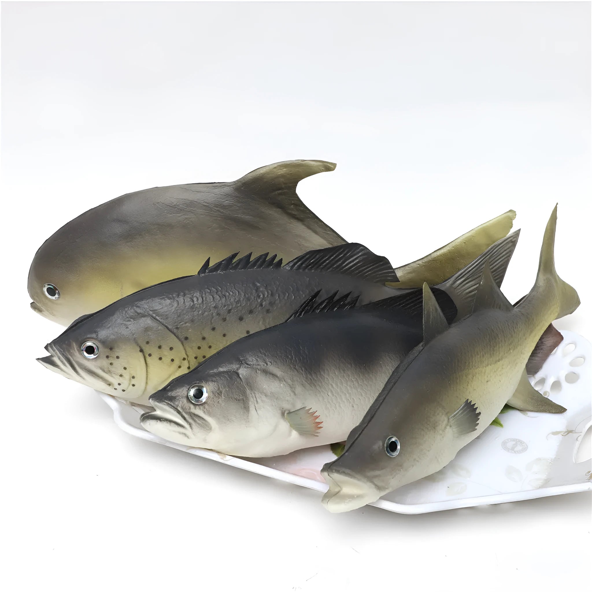 PU simulated fish ornament models including yellow-fin tuna and small tuna for aquarium decoration