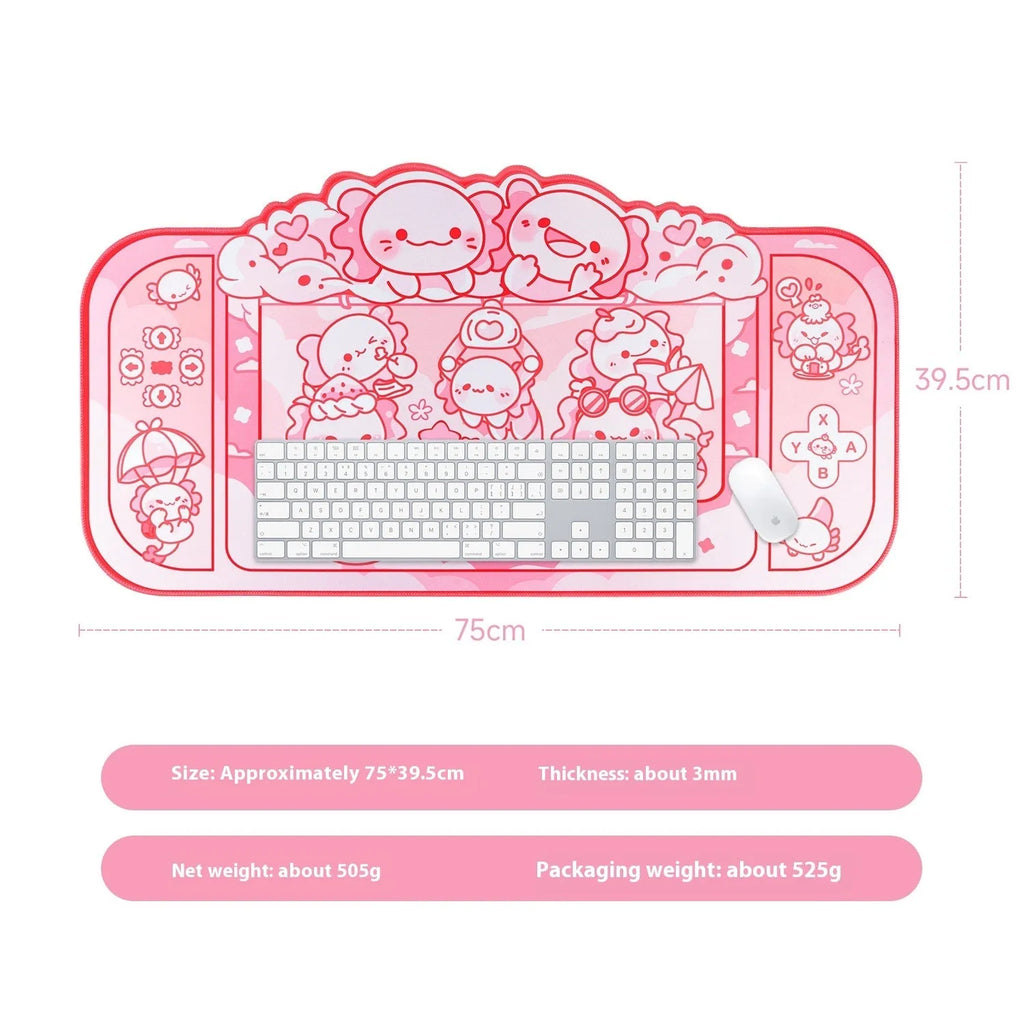 Hexagonal dragon crane machine pattern large mouse pad measuring 75×40cm with wrist strap
