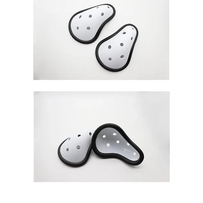 Rubber genital protector for adult and child sports safety in hockey, rugby, and martial arts.