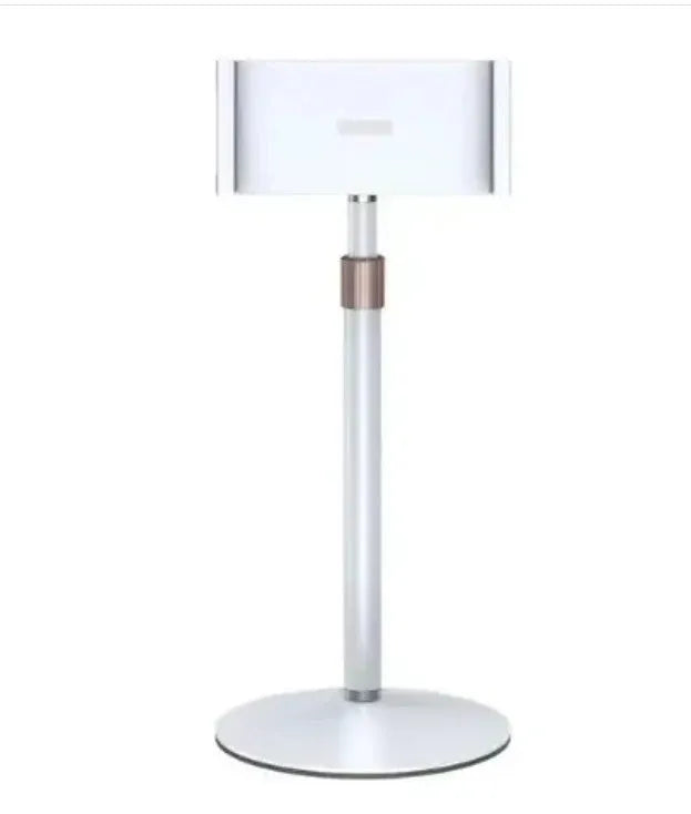 Black lifting metal tablet bracket extended to show telescopic mechanism