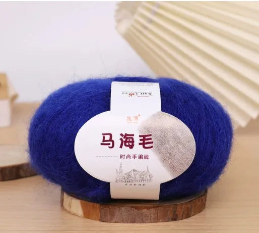 Mohair wool ball for DIY scarf kit with 34 colour options including white, grey, pink and blue