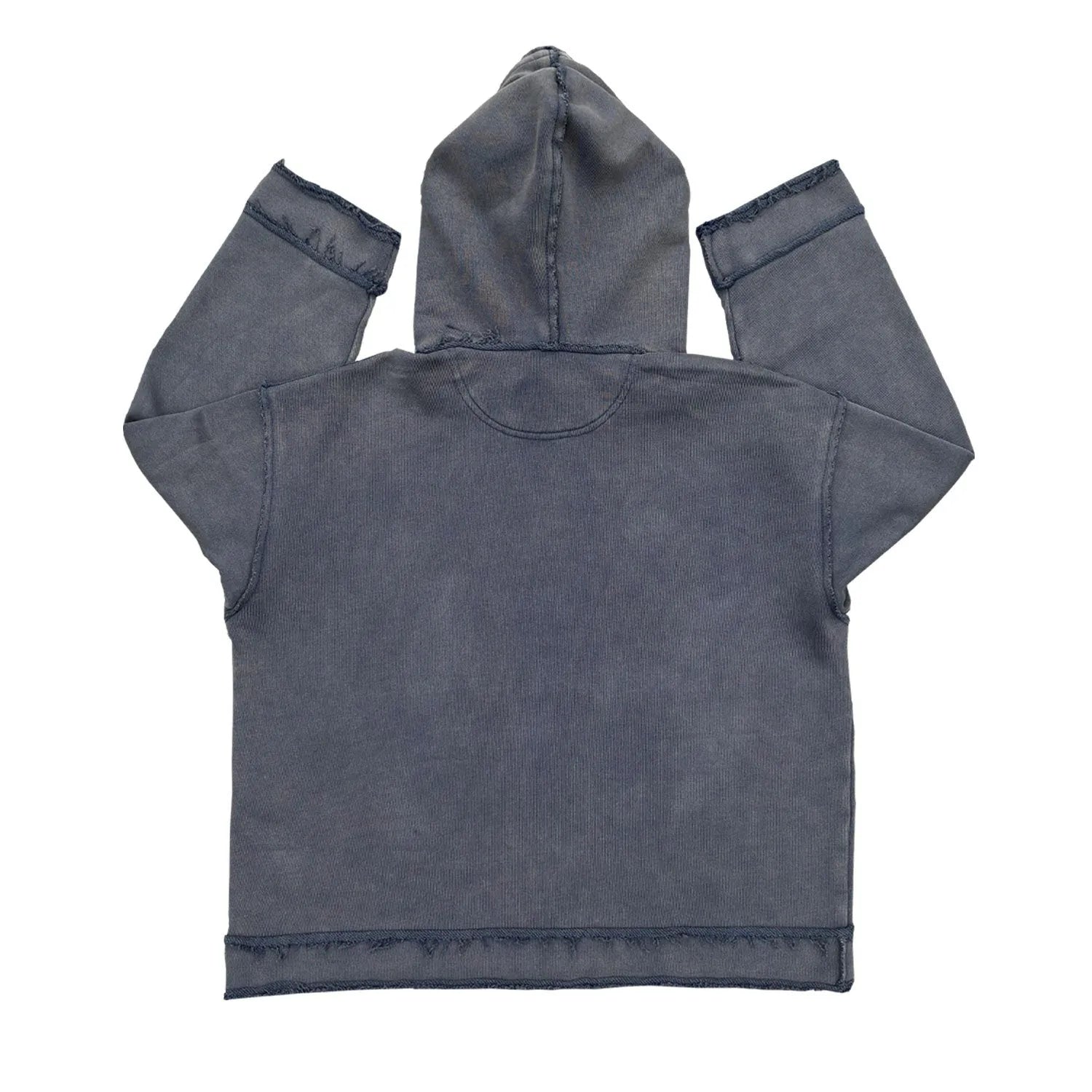 Dark blue hoodie sweater with back graphic design and kangaroo pocket