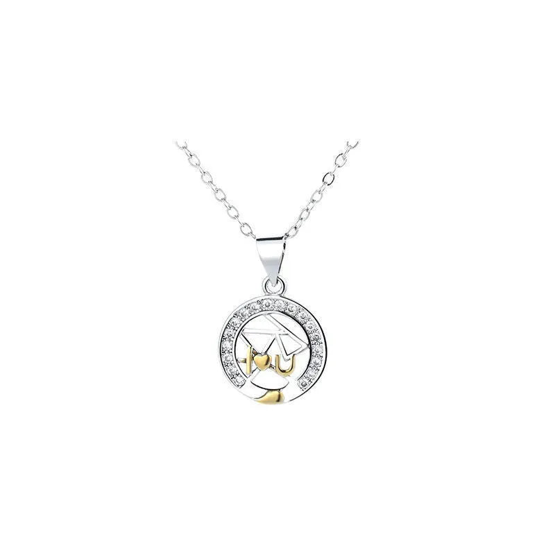 Sun moon couple necklace with copper pendants, electroplated finish and cross chain for men and women