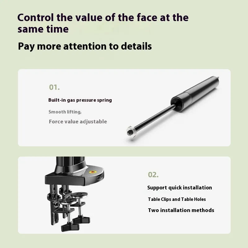 Dual screen vertical computer monitor bracket in aluminium alloy with mechanical height adjustment
