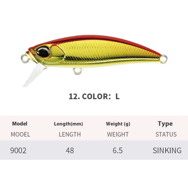 48mm Japanese mino fishing lure for mandarin fish and snakehead in various colours