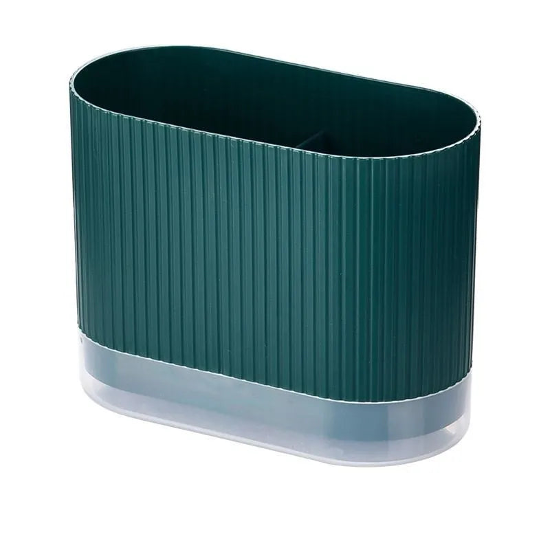 Cross-ventilation chopsticks holder with wall-mounting cage for kitchen utensil organisation in plastic construction