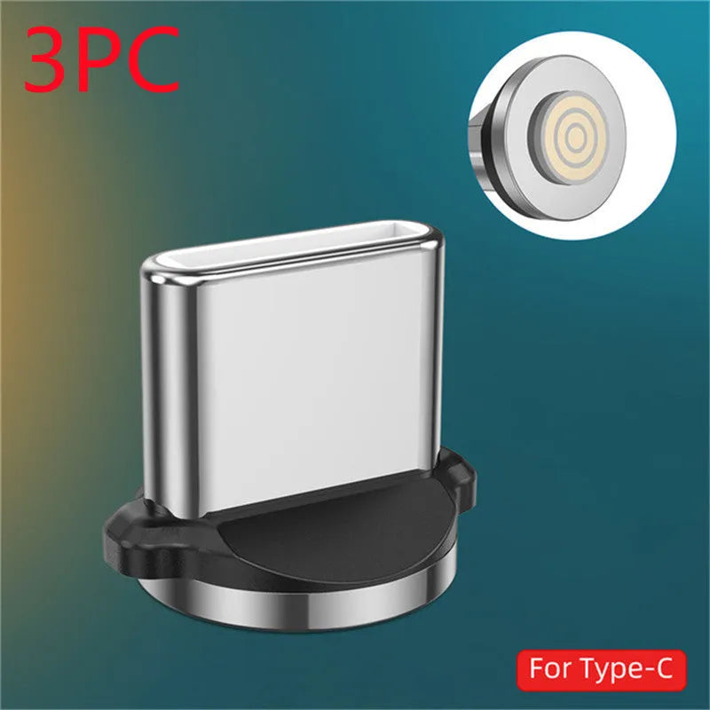 Magnetic charging cable with LED light indicator in various colours showing magnetic connection heads