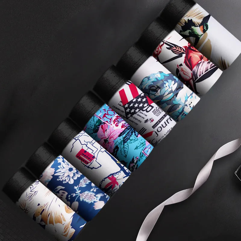 Men's plus size personalised boxers in ice silk fabric showing belly control design and multiple colour options
