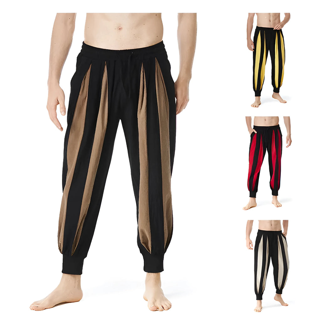 Men's straight-leg casual trousers in polyester fabric available in four colours with Asian sizing