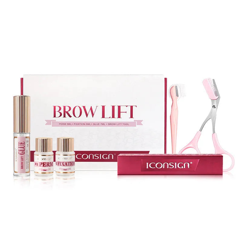 Pink eyebrow quick ironing perm set in a suit-style kit.