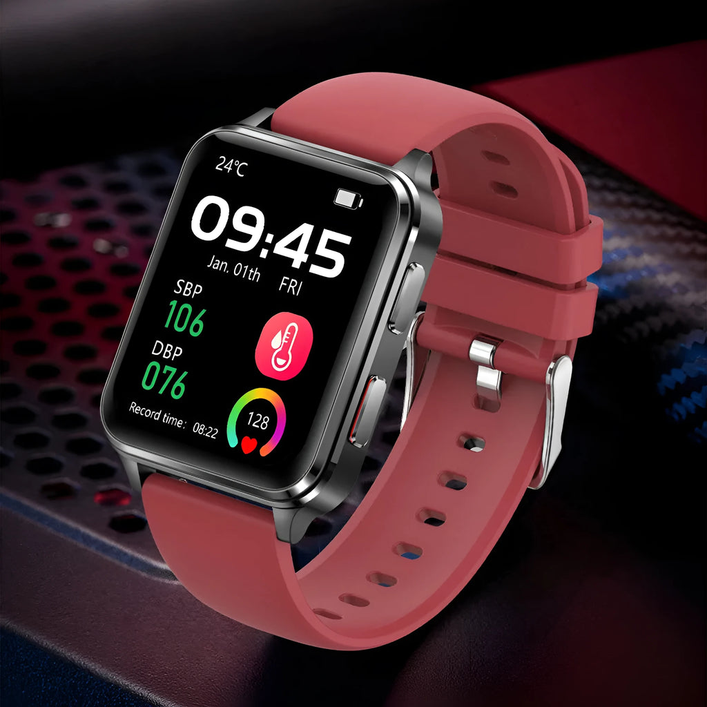 Multi-sport watch with heart rate monitoring on wrist showing 1.70-inch screen with fitness data display