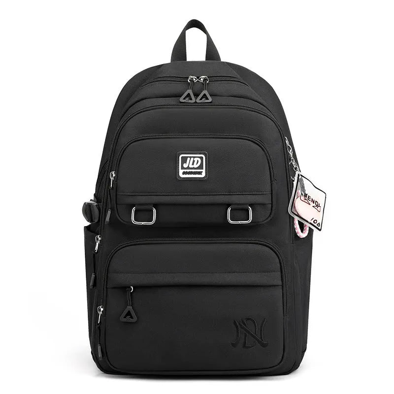 Girls large capacity nylon school backpack in purple with waterproof anti-theft features and breathable back panel