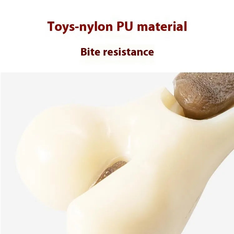 Eating and Playing Series dog bone grinding rod in cowhide and nylon construction for teeth cleaning