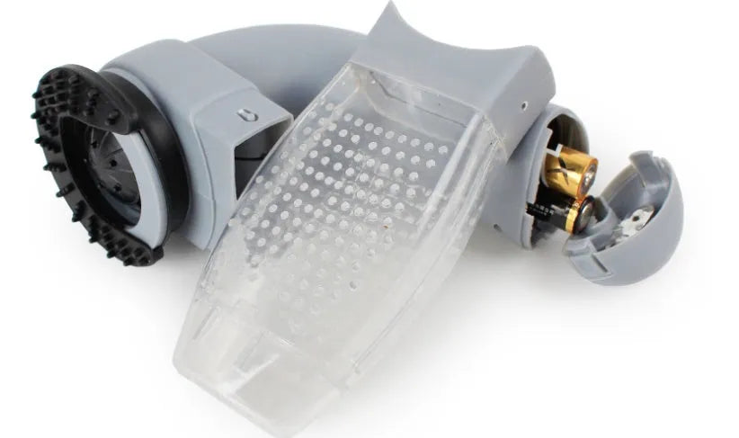 Grey portable electric pet hair vacuum cleaner with soft rubber head for grooming dogs and cats