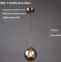 Nordic style modern round glass ball chandelier in clear, amber, smoke grey or platinum glass for living and dining rooms