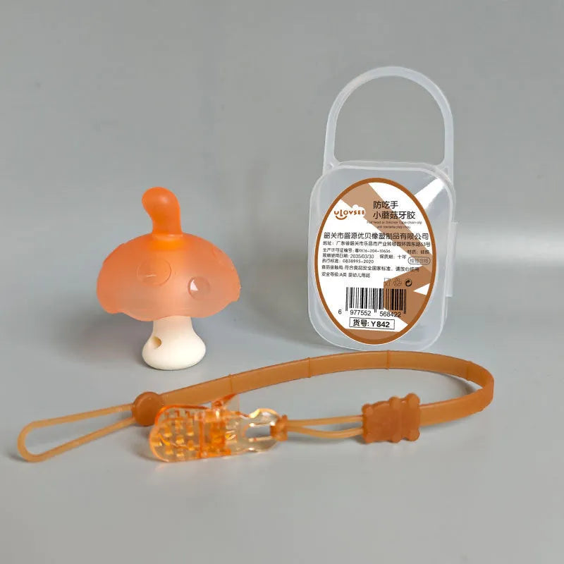 Small mushroom gum food grade silicone gel in pink or nano colour with transparent box.