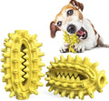 Green and yellow cactus-shaped dog toothbrush chew toy for medium to large dogs.