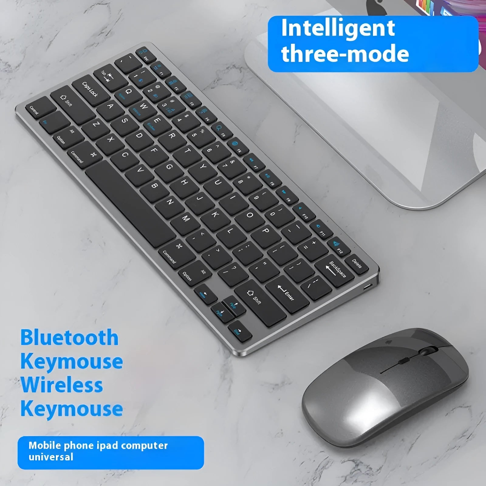 Ultra-thin wireless keyboard and mouse combo set in black colour with protective keyboard cover and wireless receiver