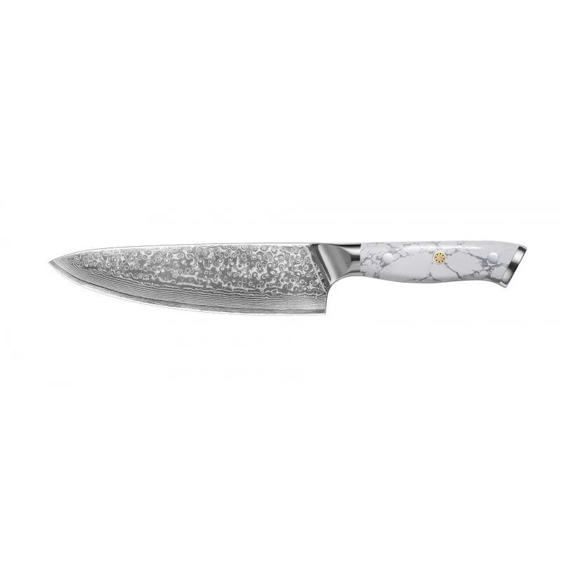 Damascus pattern VG10 steel chef knife with 21cm blade and 11cm wooden handle