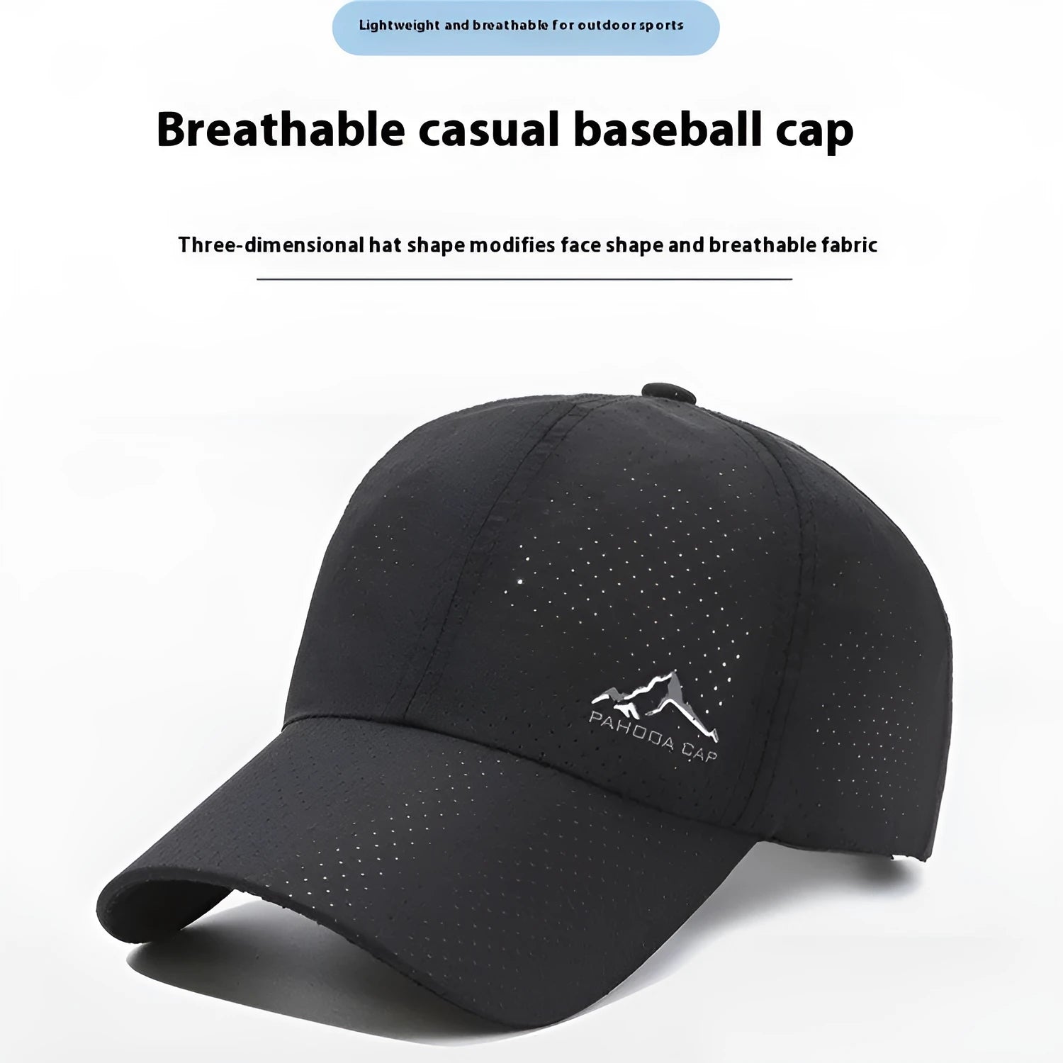 Adjustable baseball cap with dome crown in polyester fabric showing colour options