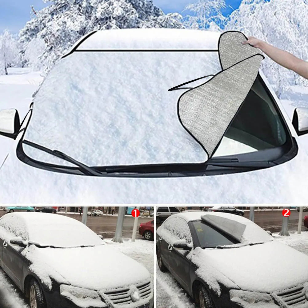 Car front snow protection cover with aluminium foil construction measuring 130 by 70 centimetres