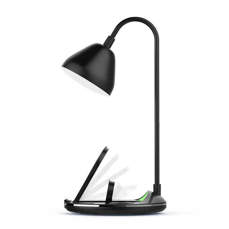 Black and white magnetic folding wireless charger showing extended and folded positions