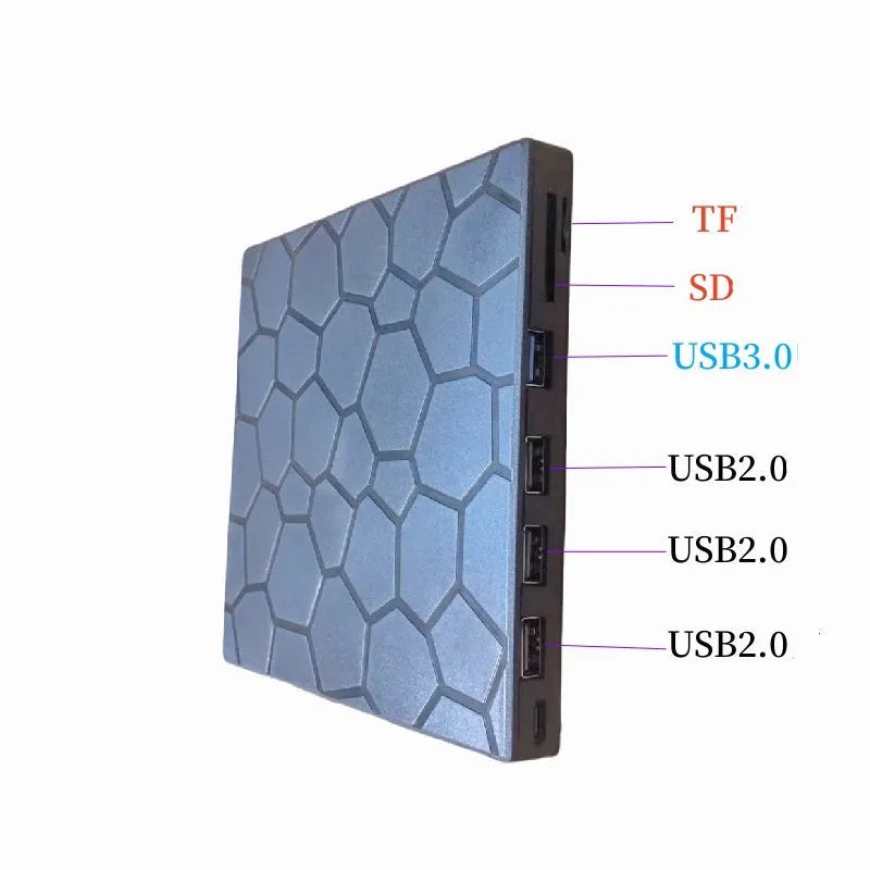 Black external USB CD/DVD drive with compact rectangular design
