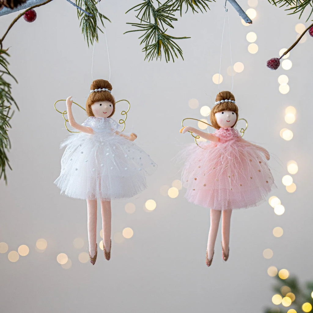 Pink and white ballet girl plush angel doll pendant with modern simplicity cloth construction