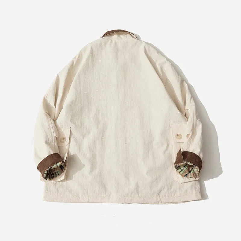 Green casual jacket with side seam pockets and long sleeves for men and women