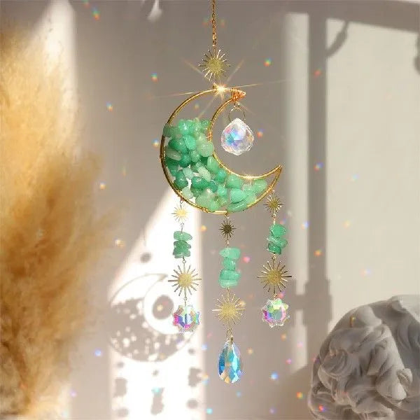 K9 crystal moon car pendant on 420mm chain in blue colour option