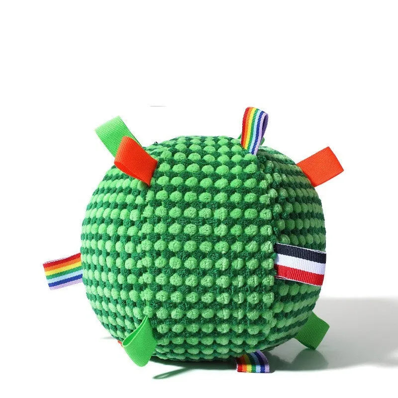 Blue pineapple lattice texture dog ball toy with vented holes, 17cm diameter