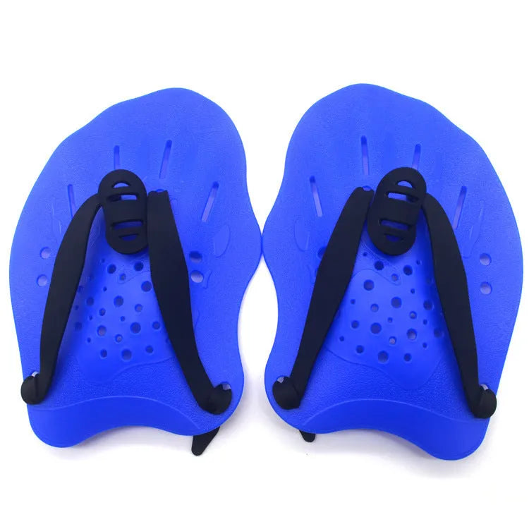 Pair of swimming training hand paddles for freestyle stroke technique in multiple colour options