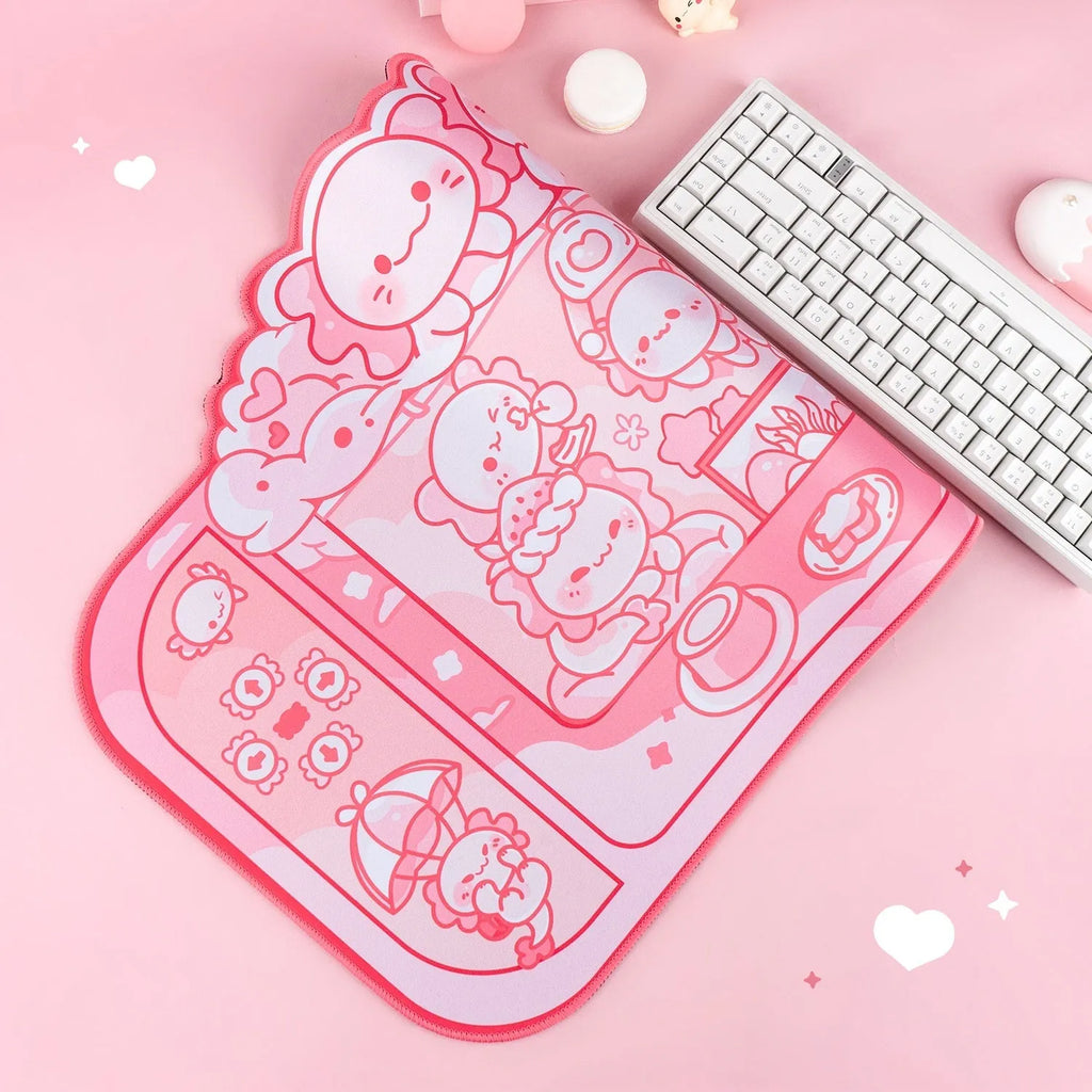 Hexagonal dragon crane machine pattern large mouse pad measuring 75×40cm with wrist strap