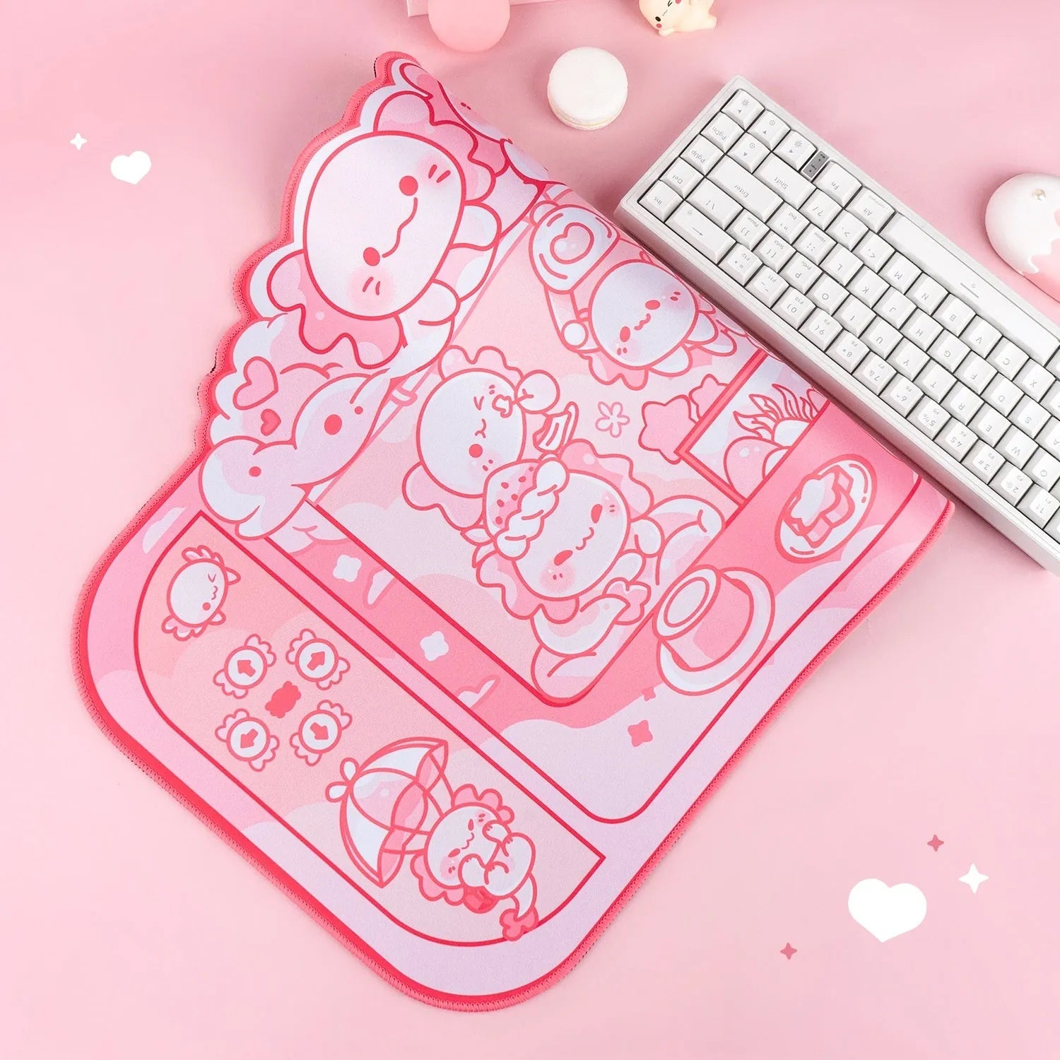 Hexagonal dragon crane machine pattern large mouse pad measuring 75×40cm with wrist strap