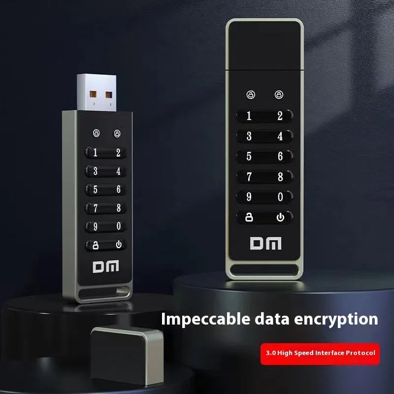 Metal fingerprint encrypted USB 3.0 flash drive with 64GB capacity for secure file storage