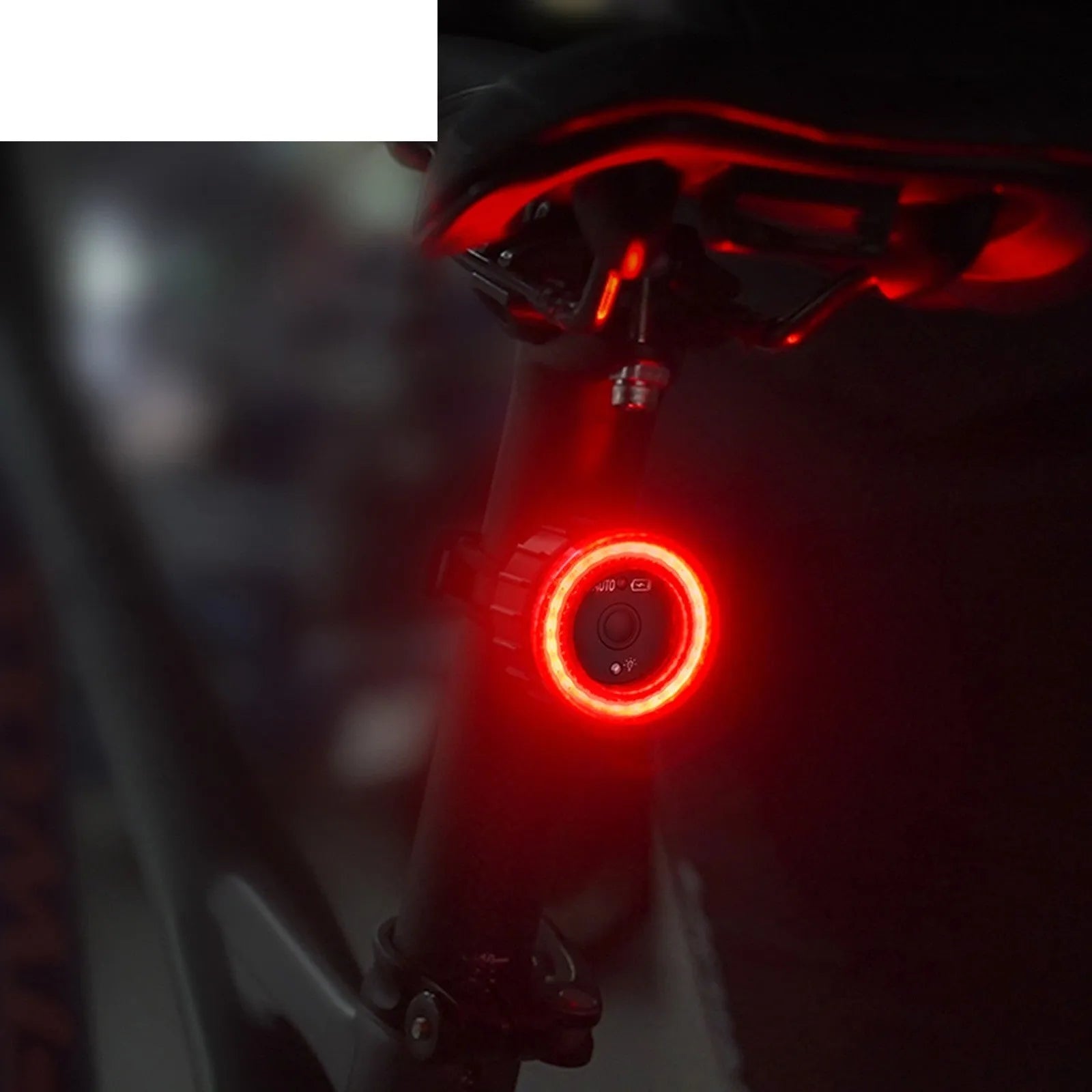 Black intelligent induction brake taillight for bicycles with aluminium alloy construction and mounting bracket