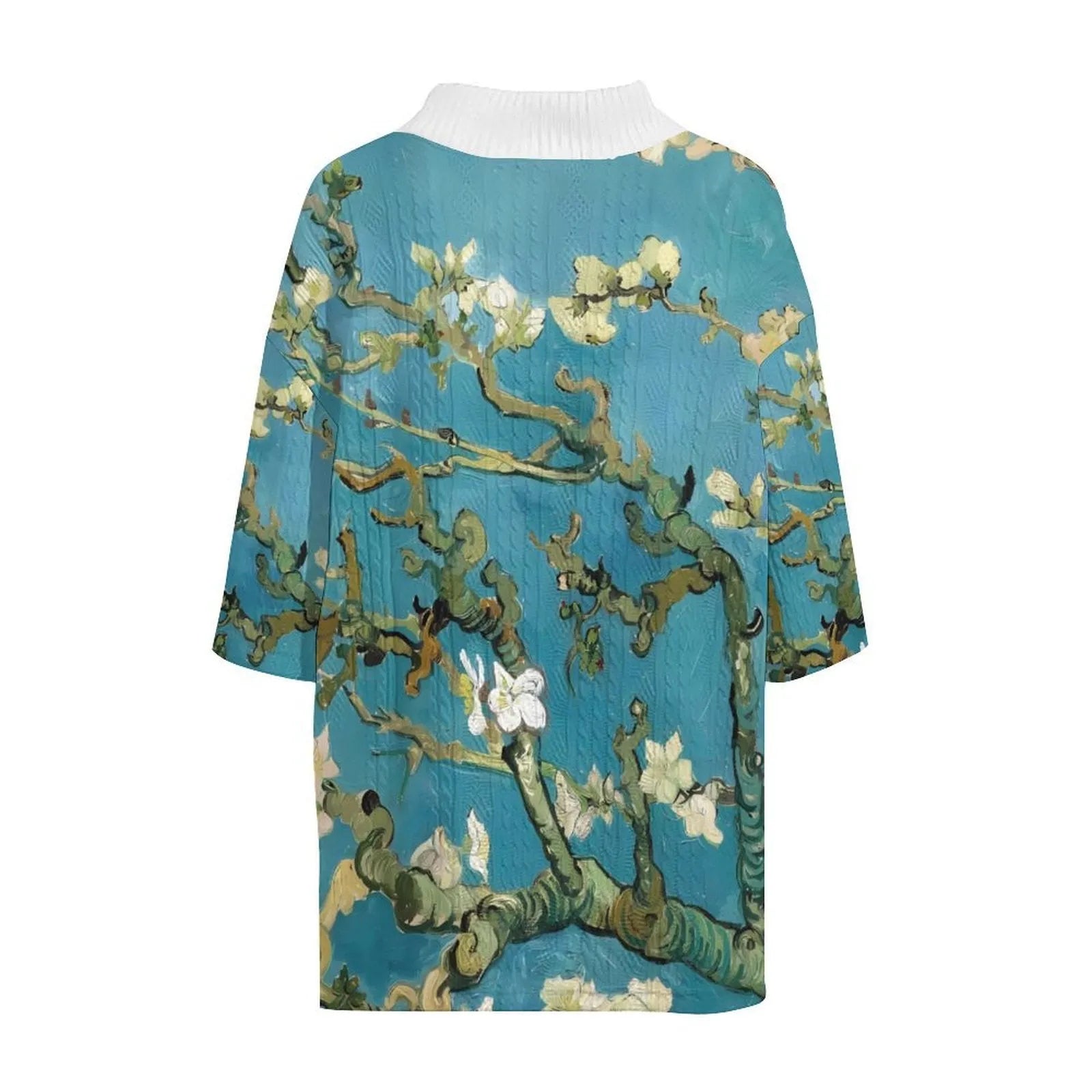 Men's peacock blue knitted shorts suit with 3D printed pattern and matching T-shirt
