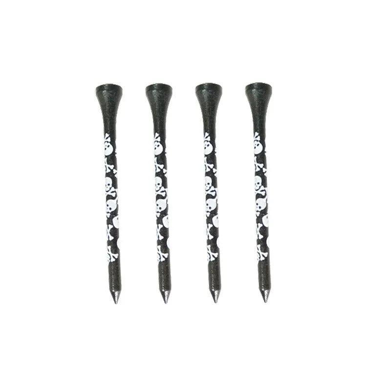 Black skull print bamboo golf dowel pins in 70mm and 83mm lengths for spike replacement