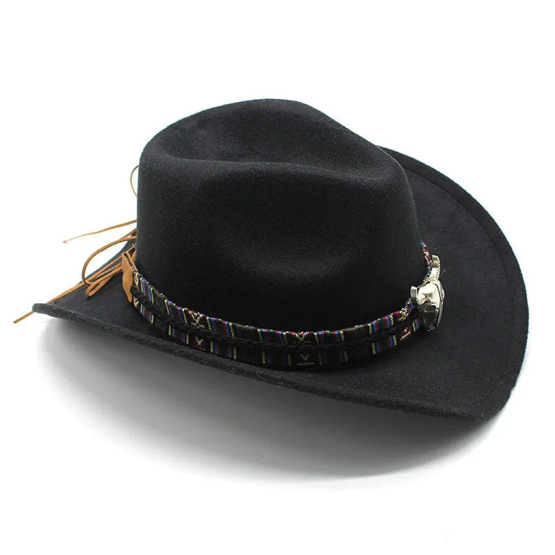 Western cowboy hat with a bell crown in polyester, shown in one of 14 available colours including army green and wine red.