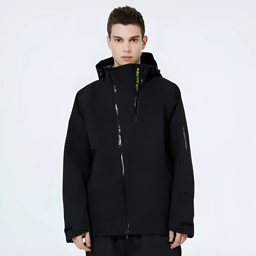 Thin-profile ski suit for men and women with windproof waterproof veneer double plate construction