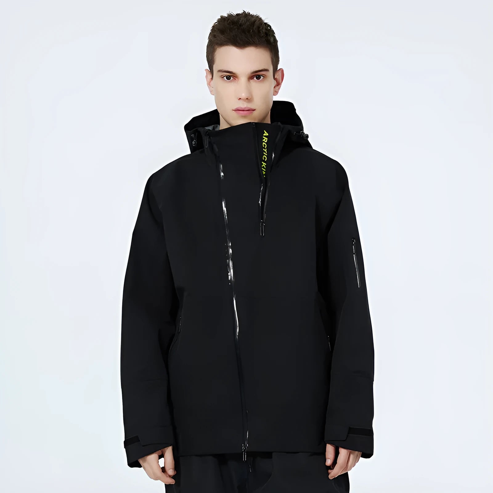 Thin-profile ski suit for men and women with windproof waterproof veneer double plate construction