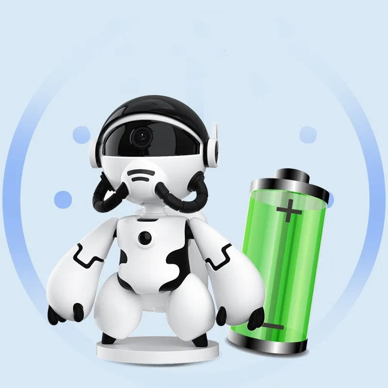 Black or white indoor WiFi security camera with a wide-angle lens on a detachable base.
